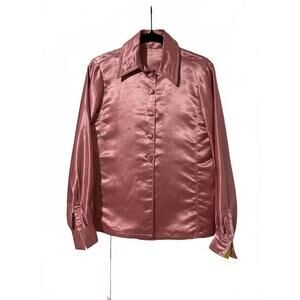 Vintage 70s Satin Like Western Cowboy Collar Shirt